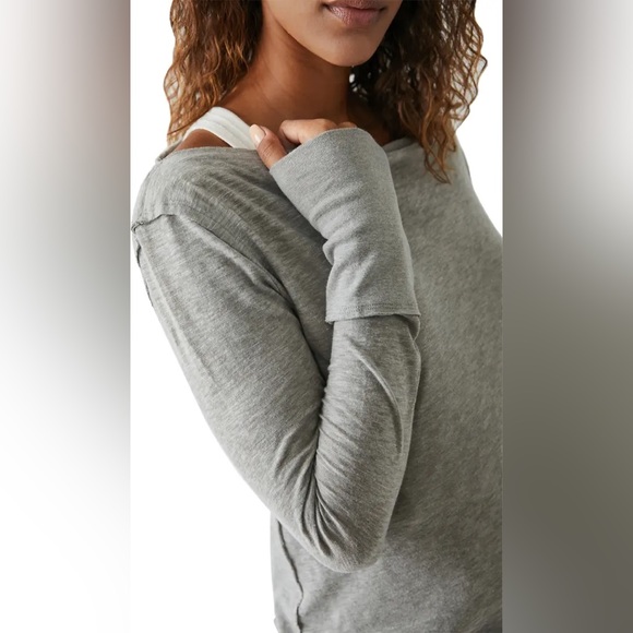 FREE PEOPLE Women’s Kimmi Long Sleeve Top Heather Gray color-SIZE X-Small - Picture 8 of 12